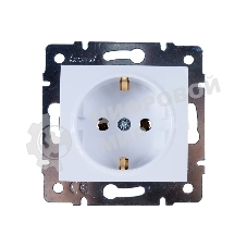 Механизм розетки 1-м СП KARINA термопласт с заземл. бел. LEZARD 707-0288-122B