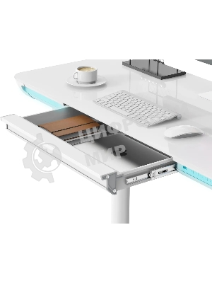Стол компьютерный Cactus CS-EGD-WT-LED столешница закаленное стекло, белый каркас белый