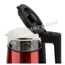 Чайник Energy E-200 (1,2 л), стекло, красный, двойной корпус