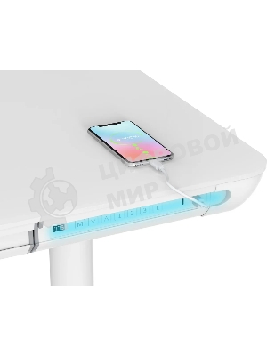 Стол компьютерный Cactus CS-EGD-WT-LED столешница закаленное стекло, белый каркас белый