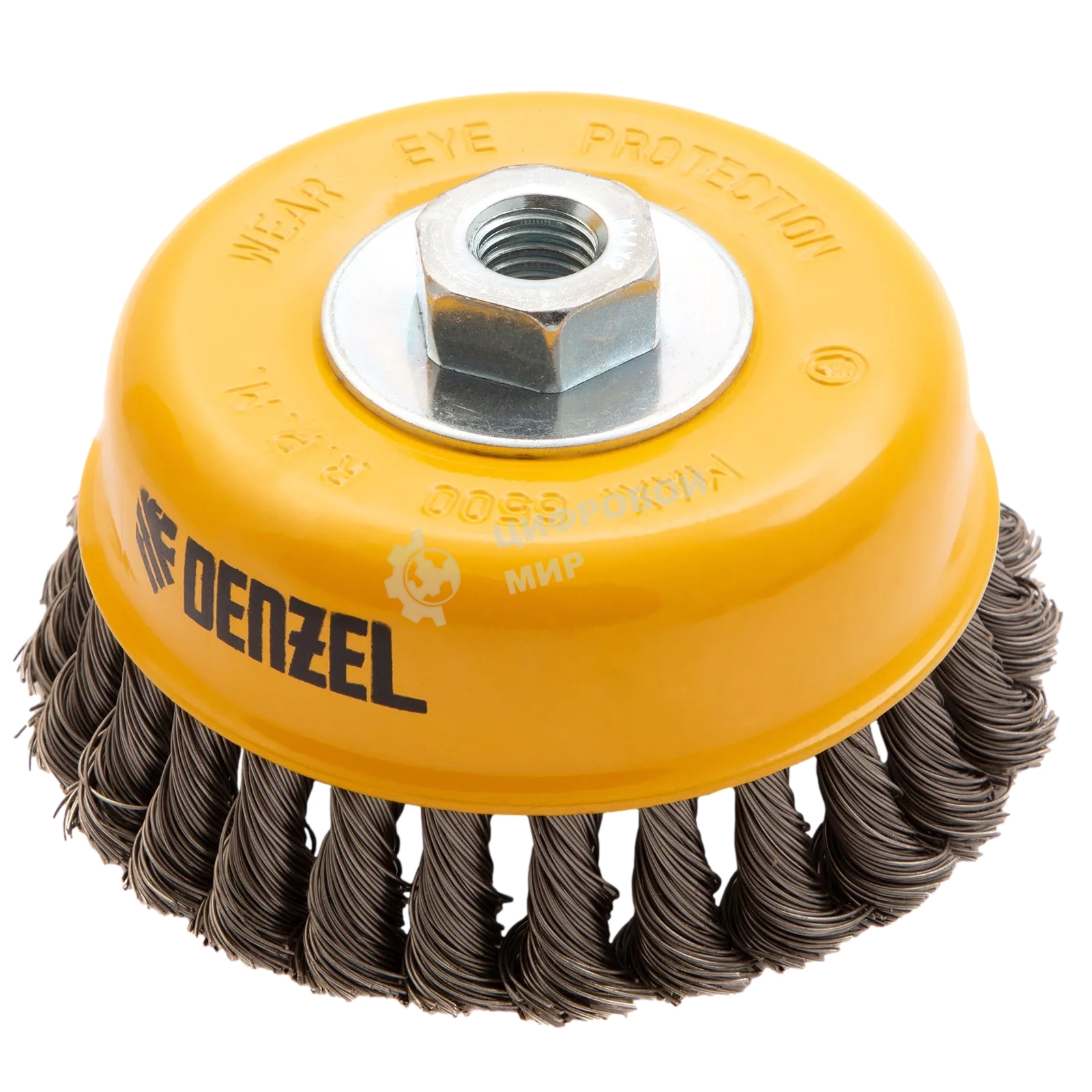 Щетка для УШМ Denzel 125 мм, Чашка, крученая нержавеющая проволока 0,5 мм, М14 746273