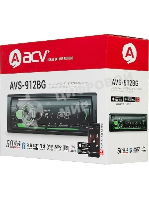 Автомагнитола ACV AVS-912BG, 1 DIN, Bluetooth, USB Type-A, AUX