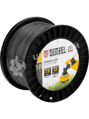 Леска для триммера Denzel двухкомпонентная, квадрат, 2,0 мм х 251 м, на DIN катушке EXTRA CORD