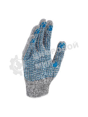 Перчатки трикотажные Сибртех х/б, 200 пар, ПВХ точка, 4 нити, 10 класс