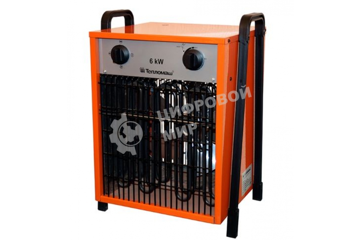Тепловентилятор Тепломаш КЭВ-6С41Е, оранжевый/черный, 6000 Вт, 50 м2, термостат