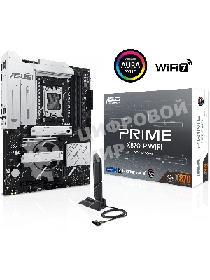Материнская плата ASUS PRIME X870-P WIFI, AM5, AMD X870, 4xDDR5, 2xSATA, 4xM.2, 1xPCI-E 5.0 x16, 2xPCI-E 4.0 x1, 1xHDMI, 2xUSB-C, 1x 2.5Gb LAN, 4xUSB-A 3.2 Gen 1, 1xUSB-A 3.2 Gen 2, 4xUSB-A 2.0, 3x3.5 мм, 7.1, 1xWi-Fi 7, ATX