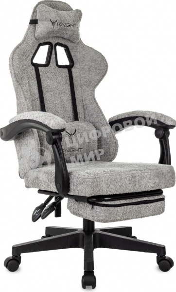 Кресло Knight Lord/F серый, экокожа, 120 кг, механизм качания, подставка для ног