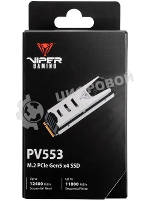 Накопитель SSD Patriot Viper PV553, 1Tb, PCIe 5.0 x4, M.2 2280, NVMe, R/W 11700/9500, активное охлаждение