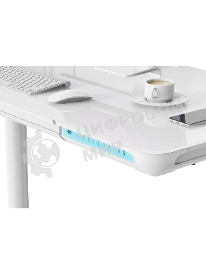 Стол компьютерный Cactus CS-EGD-WT-LED столешница закаленное стекло, белый каркас белый