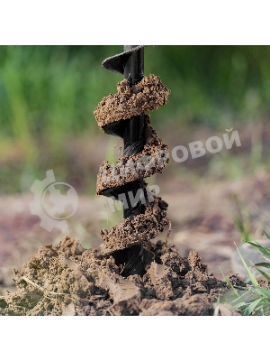 Шнек для грунта Denzel ER-80, диаметр 80 мм, длина 800 мм, соединение 20 мм, съемный нож