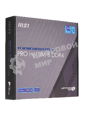 Материнская плата MSI PRO H610M-B, LGA1700, Intel H610, 2xDDR5, 4xSATA, 1xM.2, 1xPCIe 4.0 x16, 1xPCIe x1, 1xHDMI, 1xDP, 1x1Gb LAN, 2xUSB 3.2 Gen 1, 4xUSB 2.0, 3x3.5 мм, 7.1, micro-ATX
