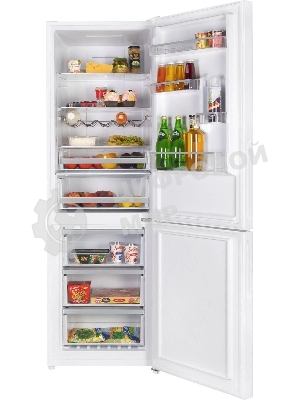 Холодильник Maunfeld MFF185NFW белый глянц. двухкамерный 211/104л морозилка снизу, No Frost