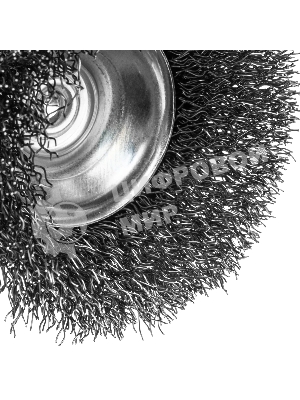 Щетка для дрели Denzel 65 мм, чашка, со шпилькой, нержавеющая витая проволока