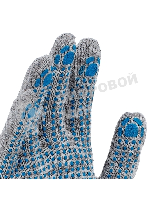 Перчатки трикотажные Сибртех х/б, 200 пар, ПВХ точка, 4 нити, 10 класс