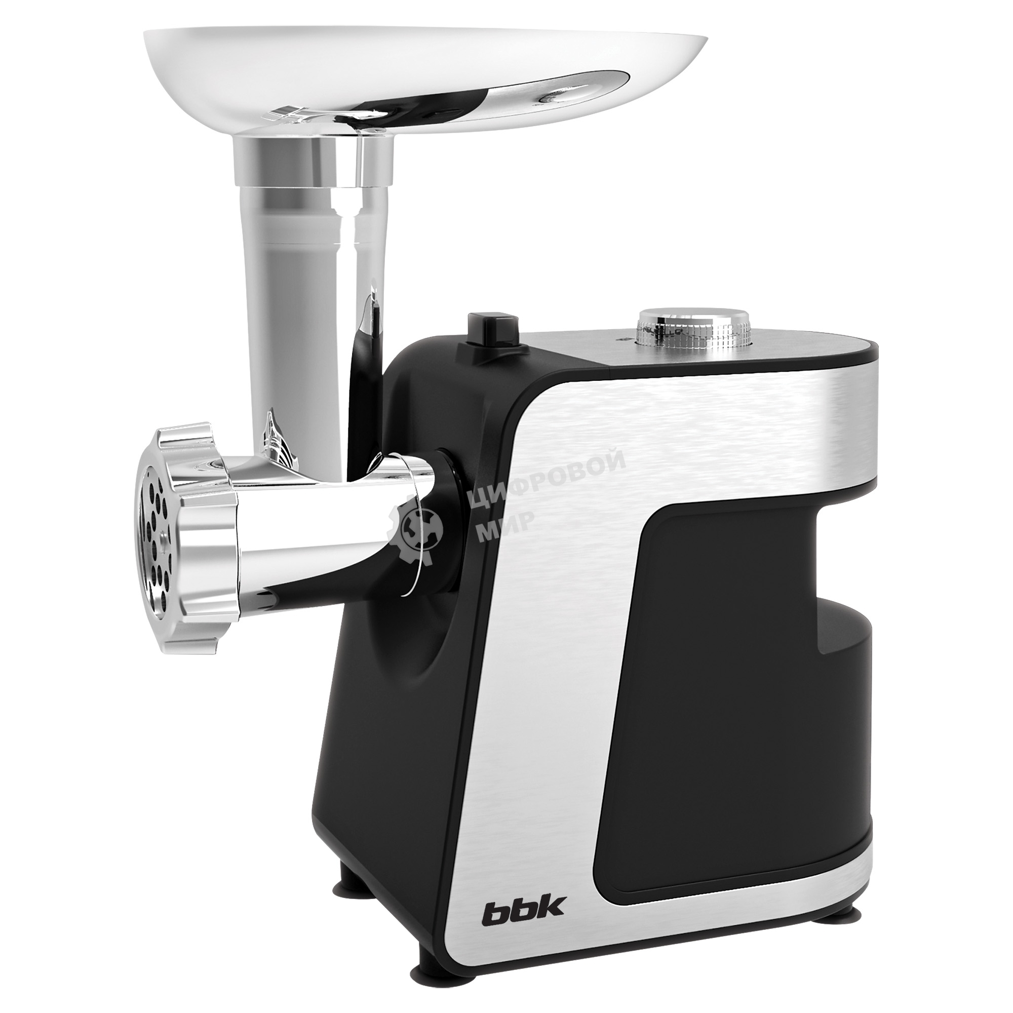 Мясорубка электрическая BBK MG2000 металлик/черный, 2000 Вт, 2.0 кг/мин, реверс, защита от перегрузки, насадки - 5