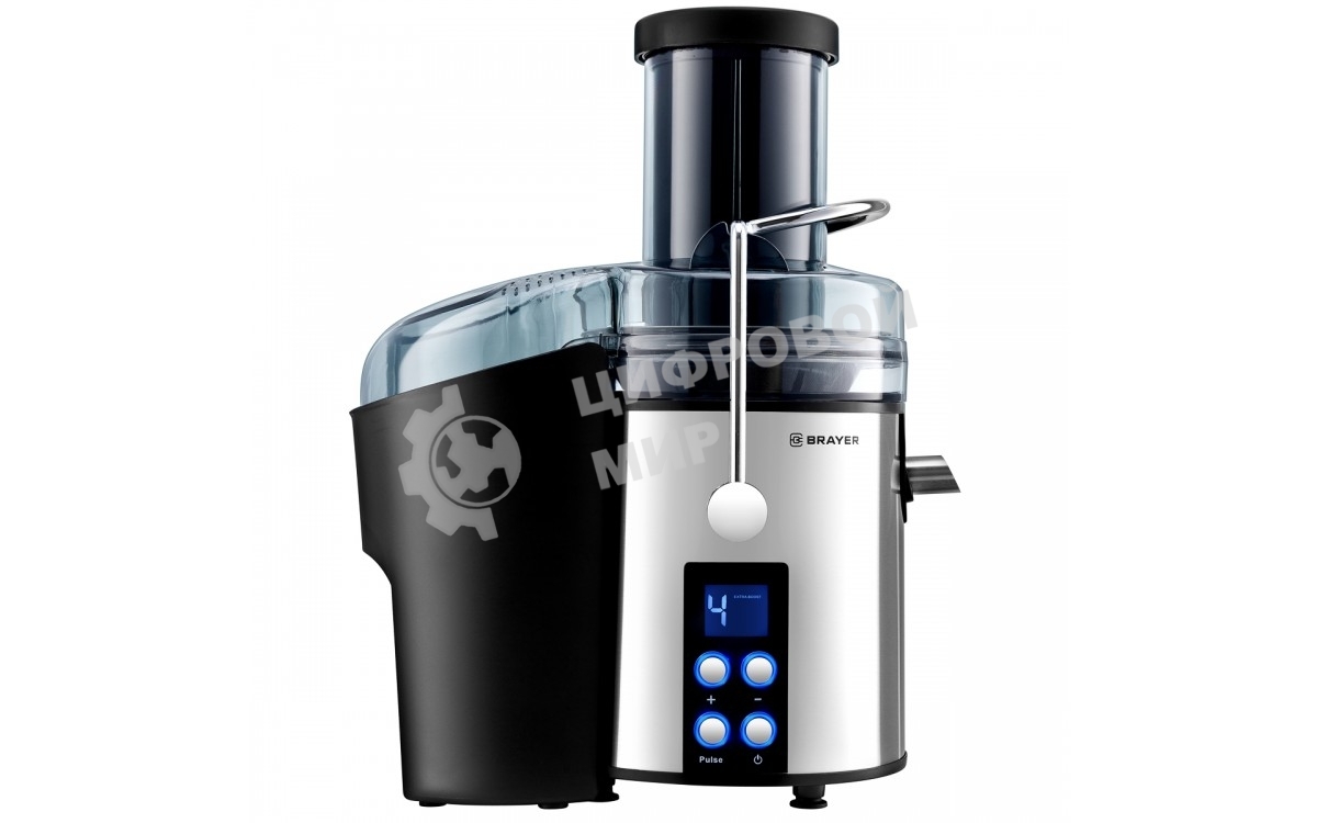 Соковыжималка BRAYER BR1705 серебристый, центробежная, 800 Вт, 1100 мл, электронное