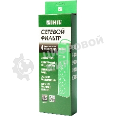 Сетевой фильтр Юнивольт 00-00000386 1.5м (4 розетки) белый (коробка)