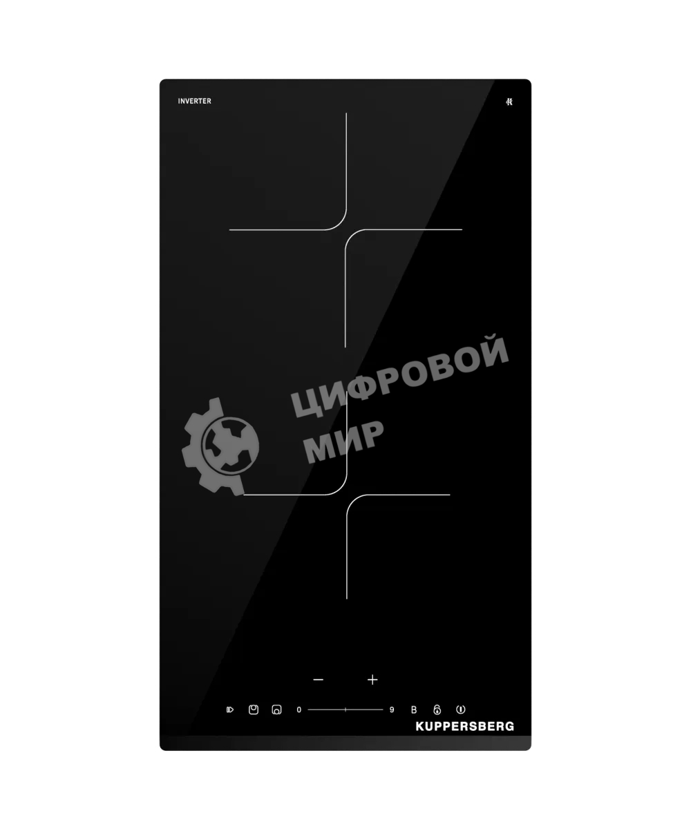 Индукционная варочная панель Kuppersberg ICI 306, High-Tech, индукция, 30 см, 2 зоны нагрева, 9 уровней мощности, inverter, таймер, пауза, Booster, слайдерное управление, черный