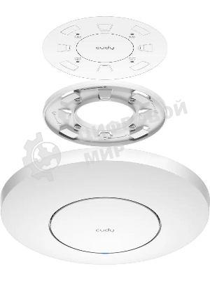Точка доступа AX3000 Dual Band Ceiling Mount Wi-Fi 6 Access Point, Chipset MT7981, 802.11ax/ac/a/b/g/n, 2402Mbps at 5GHz + 574Mbps at 2.4GHz, 1 x 2.5G RJ45 Port, MU-MIMO, Support 12V DC or 802.3at PoE or Passive PoE, Internal Antennas, 48V passive PoE adapter included, Cudy Mesh Support