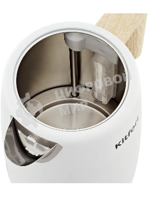 Чайник электрический Kitfort КТ-6794 1.7л. 2200Вт белый/дерево корпус: нерж.сталь/пластик