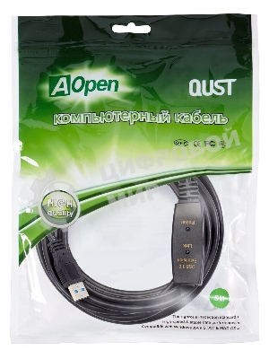 Кабель-адаптер USB3.0-repeater Aopen, удлинительный активный Am-->Af 5м QUST/qust ACU827A-5M