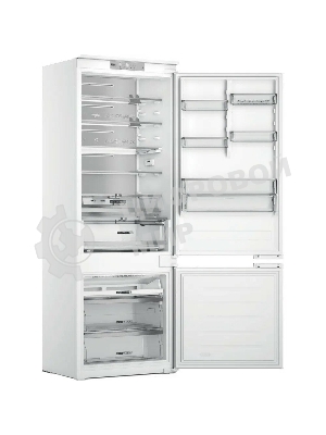 Холодильник встраиваемый Whirlpool WHSP70T241P 70 см, 193.5х54.3х69 см, 295/95 л, инверторный компрессор, автоматическая разморозка, зона свежести влажная, сенсорное управление, технология 6 SMYSL FreshControl, MultiFlow, FreezeControl, перенавешиваемые дверцы, скользящие направляющие, Италия