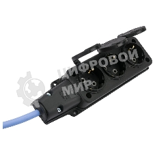 Удлинитель морозостойкий Gembird PC-3GF-R-10(IP) черный/синий, 10 м, 3 розетки, 3500 Вт