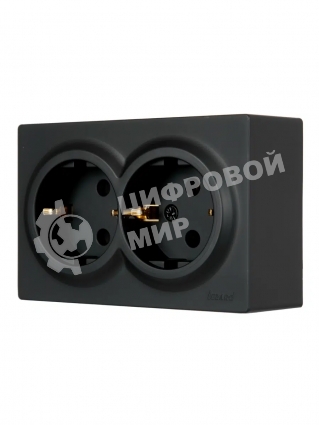 Розетка 2-мест. с заземл. LETO закрытый корпус ПБТ черный бархат LEZARD 752-4200-127B