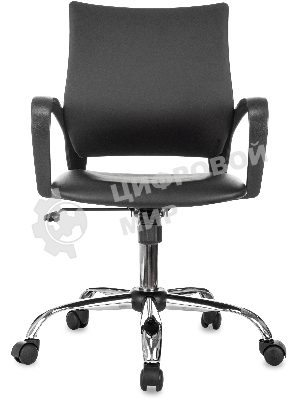 Кресло компьютерное Бюрократ CH-695NSL черный, экокожа, крестов. металл хром
