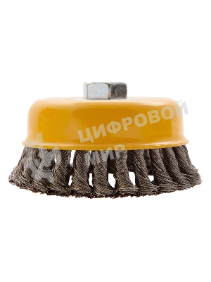 Щетка для УШМ Denzel 125 мм, Чашка, крученая нержавеющая проволока 0,5 мм, М14 746273