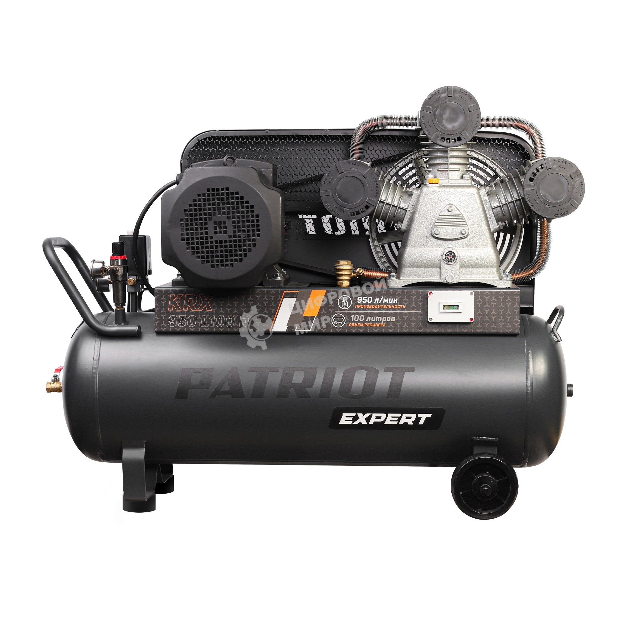 Компрессор поршневой Patriot KRX 950 L100 D ременной, масляный, 950 л/мин, 100 л, 10 бар, 5.5 кВт, 400 В