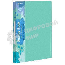 Папка с 20 прозрачными вкладками Бюрократ Pastel PAST20GRN A4, пластик, 0.5мм, торцевой карман с бумажной вставкой, мятный