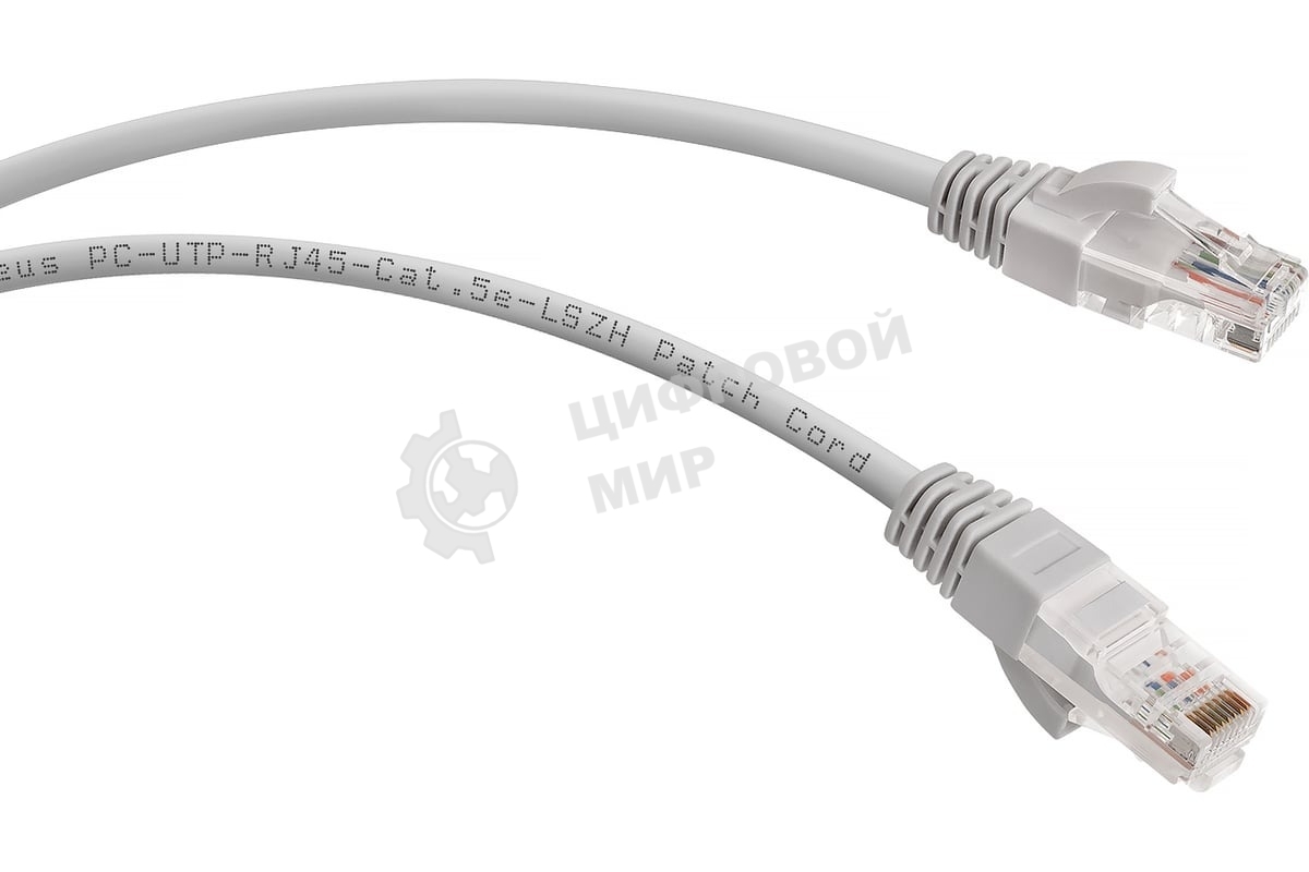 Шнур коммутационный Cabeus, Cat.5e, неэкр., U/UTP, RJ45/RJ45, LSZH, AWG24 15м, серый