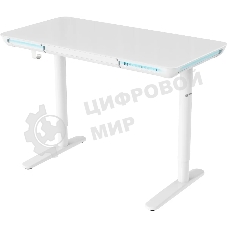 Стол компьютерный Cactus CS-EGD-WT-LED столешница закаленное стекло, белый каркас белый