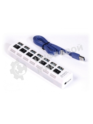 USB-концентратор Smartbuy (SBHA-7307-W) USB 3.0 хаб + выкл., 7 портов, белый