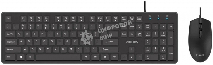 Комплект клавиатура+мышь Philips SPT6264 проводной, USB, 1200 DPI, чёрный