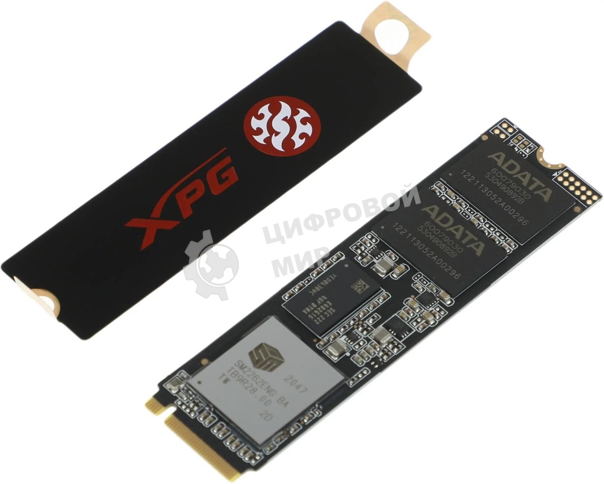 Накопитель SSD XPG SX8200 Pro, 512 Gb, PCIe 3.0 x4, M.2 2280, NVMe, R/W 3350/2350, с радиатором