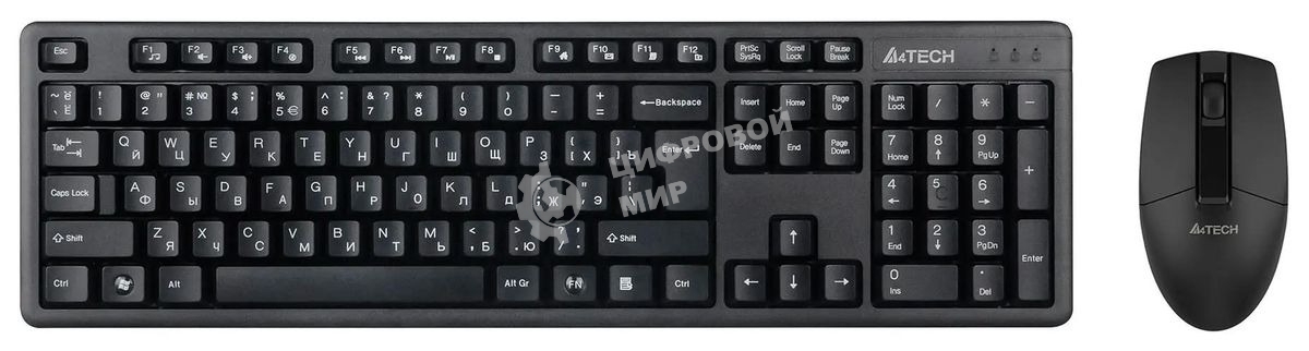Комплект клавиатура+мышь A4Tech 3330N беспроводной, USB, 1200 DPI, чёрный
