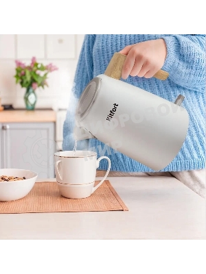 Чайник электрический Kitfort КТ-6794 1.7л. 2200Вт белый/дерево корпус: нерж.сталь/пластик