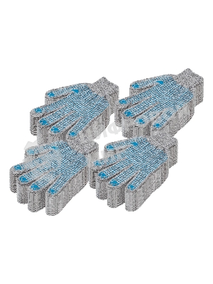 Перчатки трикотажные Сибртех х/б, 200 пар, ПВХ точка, 4 нити, 10 класс