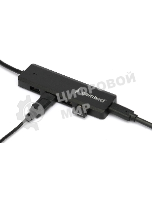 Концентратор USB 3.0 Gembird UHB-C424, 4 порта, кабель Type-C 19см, с доп питанием (Type-C)