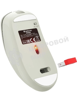 Мышь беспроводная Defender Dana MB-266 светло-серый, 3200 dpi, радиоканал, Bluetooth, USB, кнопки - 6