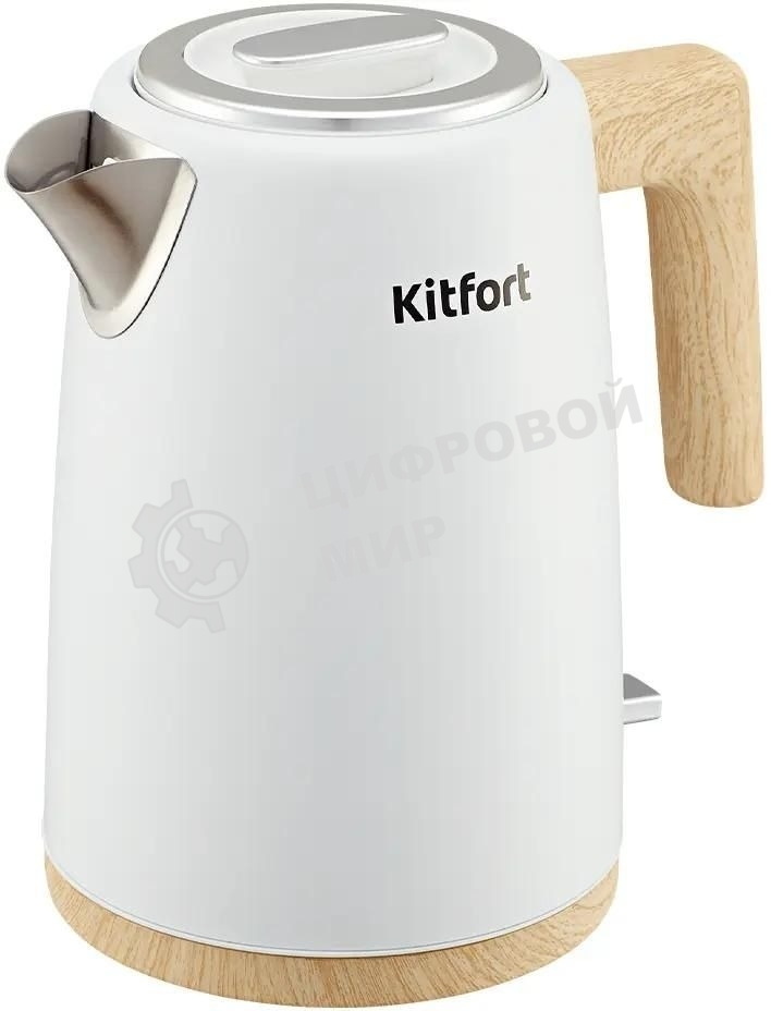 Чайник электрический Kitfort КТ-6794 1.7л. 2200Вт белый/дерево корпус: нерж.сталь/пластик
