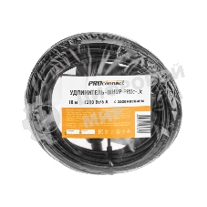 Удлинитель-шнур PROconnect ПВС 3х0,75 мм², 10 м, с/з, 6А, 1300 Вт, IP20, черный
