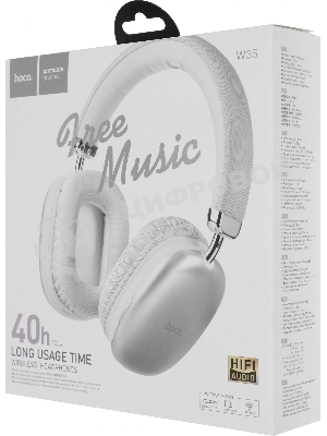 Беспроводные/проводные наушники Hoco W35 белый, полноразмерные, Bluetooth + проводной, до 40 ч