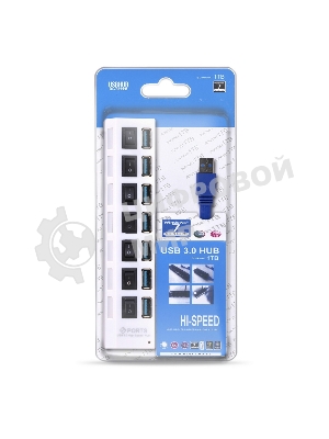 USB-концентратор Smartbuy (SBHA-7307-W) USB 3.0 хаб + выкл., 7 портов, белый
