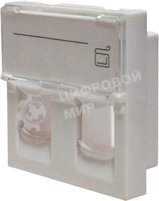 Панель Suprlan 10-0302-1, лицевая со шторкой 45x45, 2xKeystone ABS пластик, белый