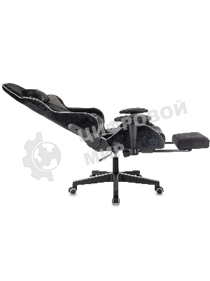 Кресло Zombie Drift/F черный/серый, экокожа, 120 кг, механизм качания, подставка для ног