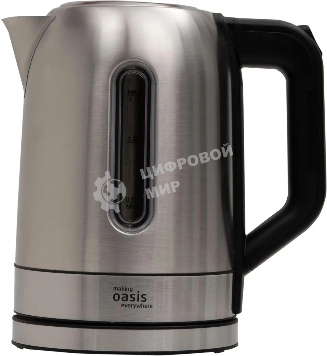 Чайник электрический Oasis K-5SWS стальной+черный 1,7л 2200Вт