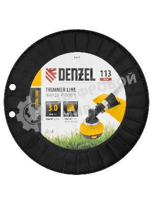 Леска для триммера Denzel двухкомпонентная, зубчатый квадрат, 3,0 мм х 113 м, на DIN кат. EXTRA CORD